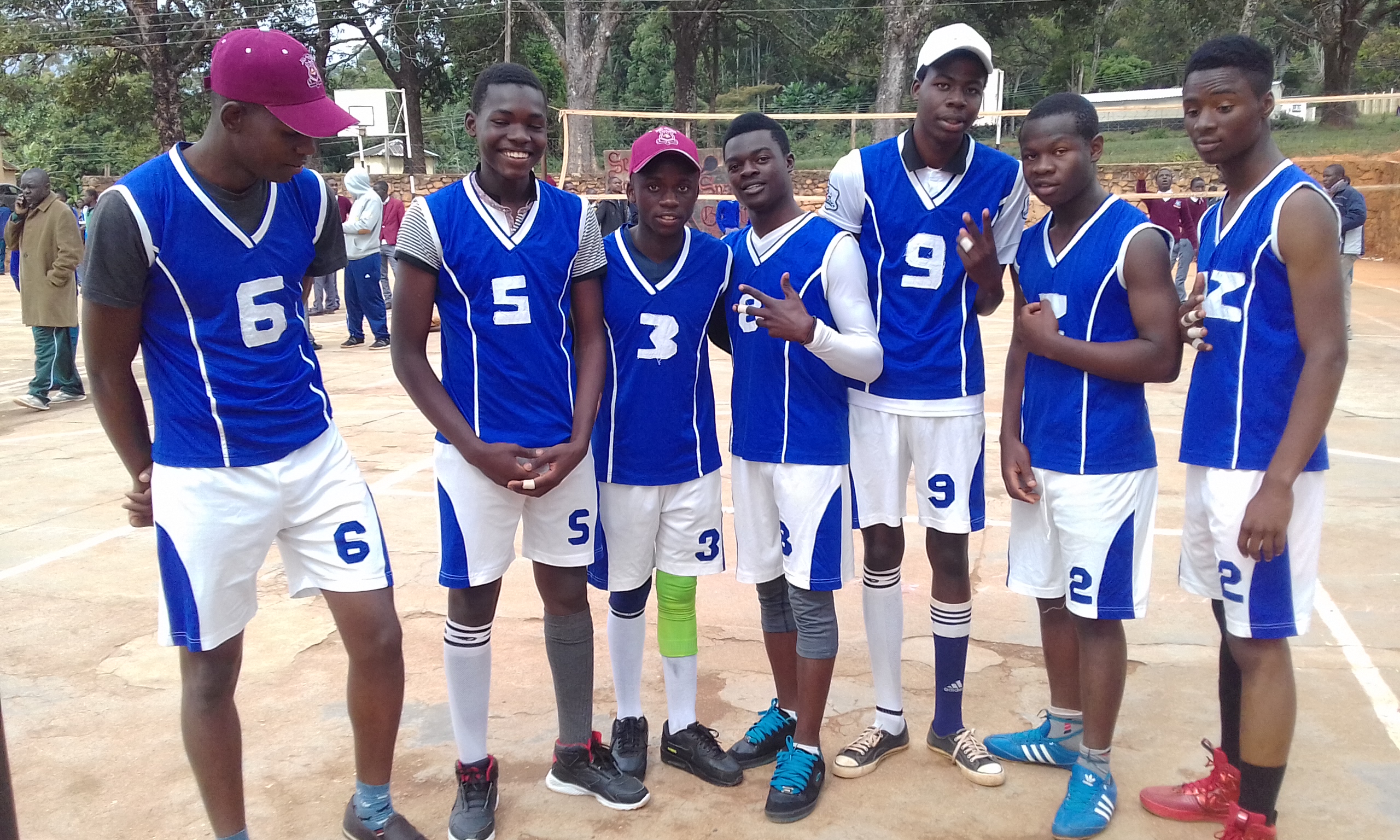 The boys' volleyball team in their gear.